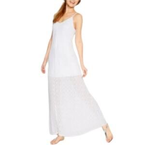 Calvin Klein wedding beach white v neck chevron pattern lined maxi dress Size 12